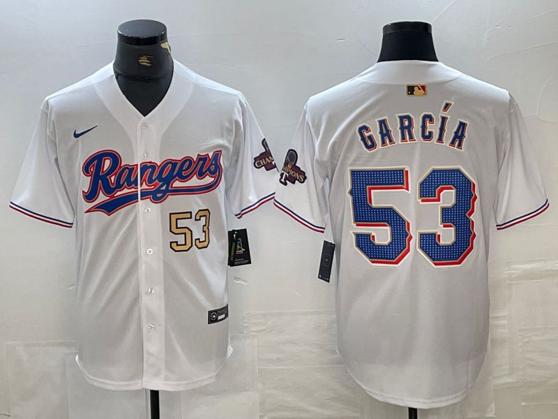 Men Texas Rangers #53 Garcia White Champion Game Nike 2024 MLB Jersey style 1->texas rangers->MLB Jersey